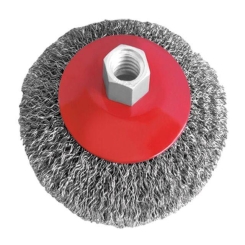 Щітка конусна, 100 мм, M14, кручений дріт, для КШМ, 12500 об/хв INTERTOOL BT-5100