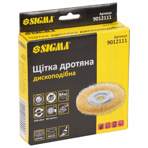 Щітка дротяна дископодібна Ø115мм Ø22.2мм (латунированная) Sigma (9012111)