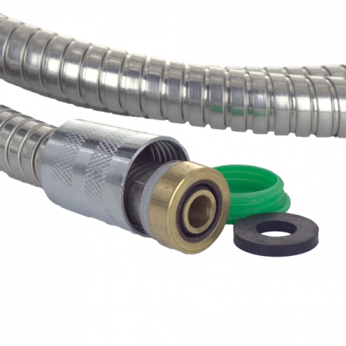 Шланг для душа 1/2" SS розтяжний з підшипником 150-180см AQUATICA XB-9353 (9792040)