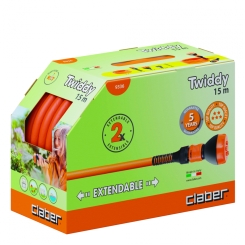 Шланг поливальний пружинний 1/2" TWIDDY 15м, з конекторами і розпилювачем