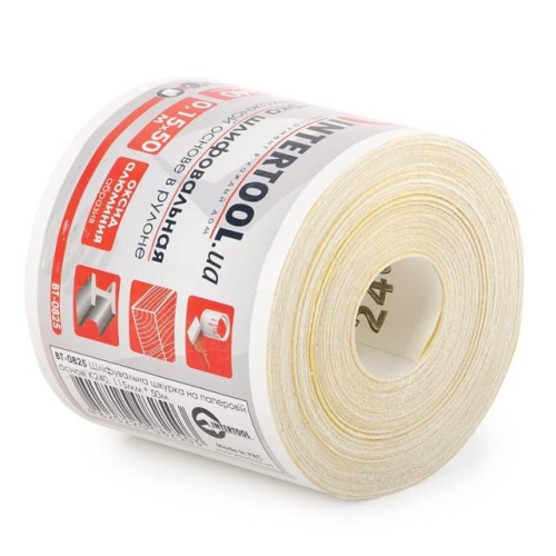Шкурка шліфувальна, паперова основа, К240, 115 мм × 50 м INTERTOOL BT-0825
