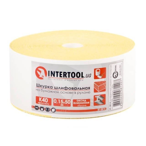 Шкурка шліфувальна, паперова основа, К40, 115 мм × 50 м INTERTOOL BT-0814