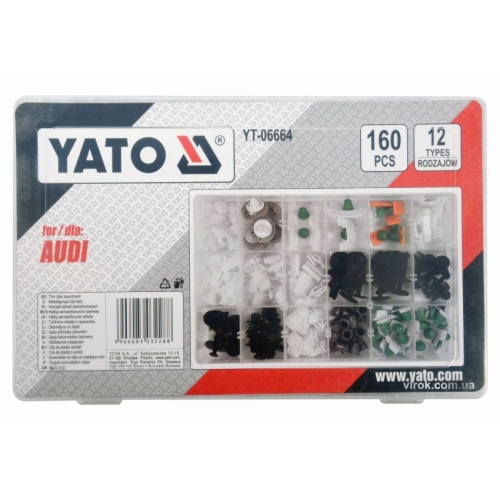 Шпинки для автосалоної обшивки AUDI YATO, різні, 12 типорозмірів, 160 шт.