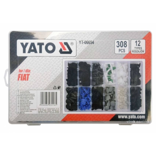 Шпинки для автосалоної обшивки FIAT YATO, різні, 12 типорозмірів, 308 шт.