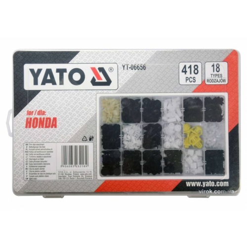 Шпинки для автосалоної обшивки HONDA YATO, різні, 18 типорозмірів, 418 шт.