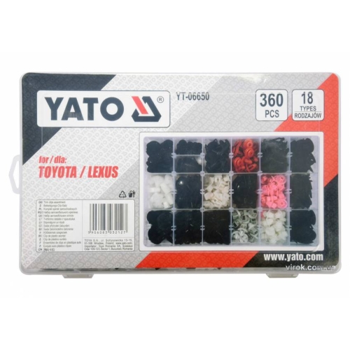 Шпинки для автосалоної обшивки TOYOTA/LEXUS YATO, різні, 18 типорозмірів, 360 шт.