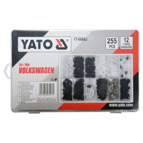 Шпинки для автосалоної обшивки VOLKSWAGEN YATO, різні, 12 типорозмірів, 255 шт.