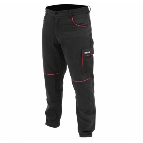Штани робочі COMFY YATO розмір S, чорно-червоні, 7 кишень, 100% бавовна