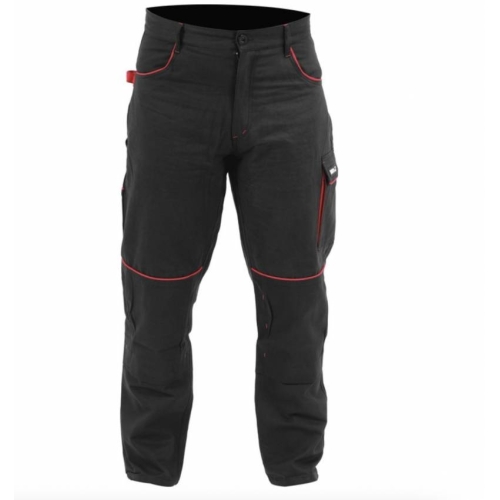 Штани робочі COMFY YATO розмір XXL, чорно-червоні, 7 кишень, 100% бавовна