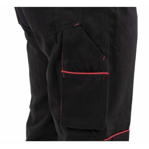 Штани робочі COMFY YATO розмір XXL, чорно-червоні, 7 кишень, 100% бавовна