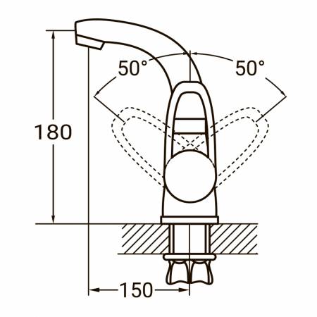 Змішувач HL Ø35 для раковини гусей вигнутий на гайці AQUATICA (HL-1A230C)