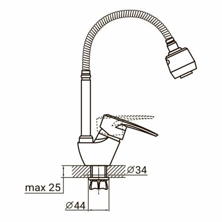 Змішувач ML Ø40 для гусениці гофрований на гайці AQUATICA (ML-4B644C)