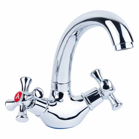 Змішувач PL 1/2" для кухні гуска коротке вухо на гайці AQUATICA (PL-4B355C)