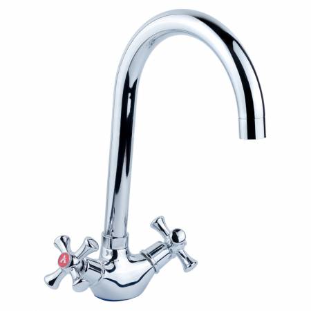 Змішувач PL 1/2" для кухні гусак високий вухо на гайці AQUATICA (PL-4B455C)