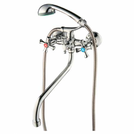 Змішувач PL 1/2" для ванни гуска вигнутий дивертор AQUATICA (PL-5C455C)