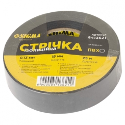 Стрічка ізоляційна ПВХ чорна 0.13мм×19мм×25м SIGMA (8413621)