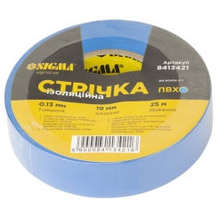 Стрічка ізоляційна ПВХ синя 0.13мм×19мм×25м SIGMA (8413421)