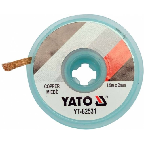 Стрічка плетена з міді для очищення від припою YATO, l= 1,5 м, W= 2 мм в котушці в корпусі