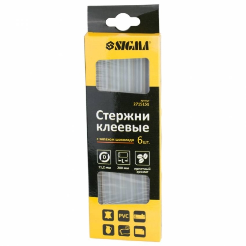 Стрижні клейові Ø11,2*200мм 6шт (запах шоколаду) Sigma (2715151)