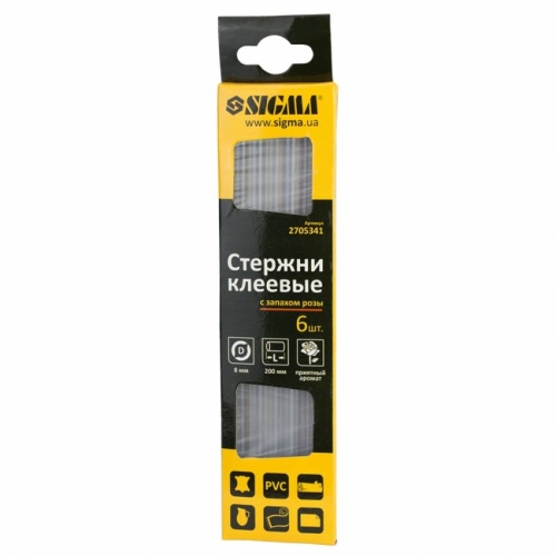 Стрижні клейові Ø8*200мм 6шт (запах троянди) Sigma (2705341)