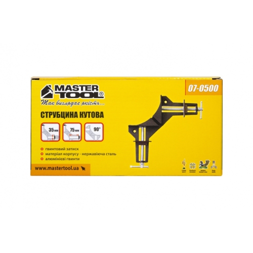 Струбцина кутова MASTERTOOL 90° ширина захвату 75 мм сила затискання 500 Н 07-0500