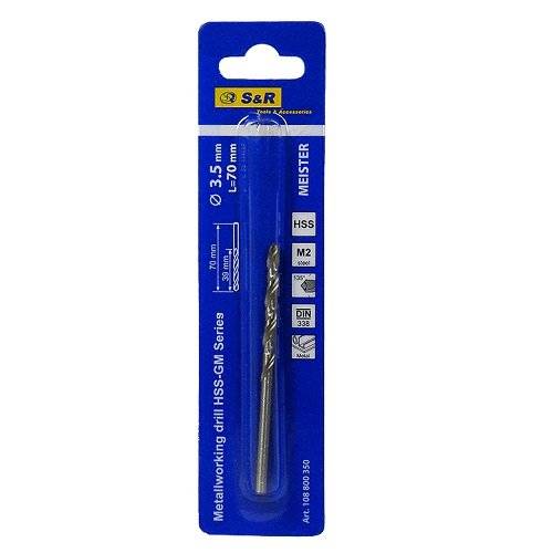 Свердло по металу S & R Meister HSS 3.5x39х70 мм