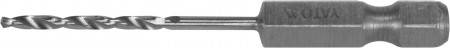 Свердло по металу YATO: HSS6542, Ø=2мм, HEX-1/4", l=57/26мм, для нержав., конструкт., лег. сталі