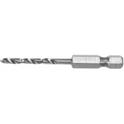 Свердло по металу YATO: HSS6542, Ø=3мм, HEX-1/4", l=61/31мм, для нержав., конструкт., лег. сталі