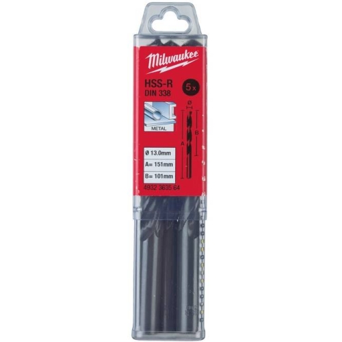 Свердло по металу HSS-R MILWAUKEE DIN338, Ø13.0мм, (5шт)