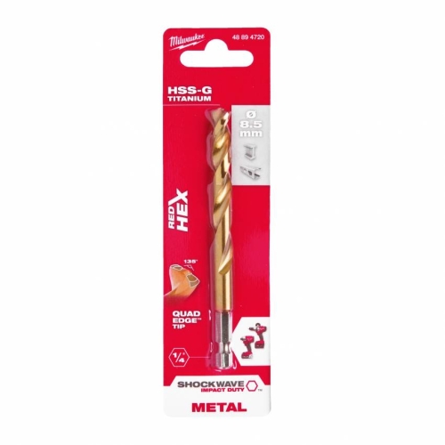 Свердло по металу RedHEX HSS-G TiN MILWAUKEE, Ø8,5мм