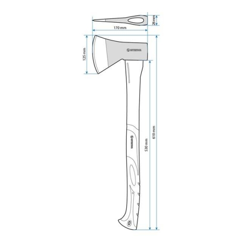 Сокира, 1000 г, ручка з фібергласу INTERTOOL HT-0263