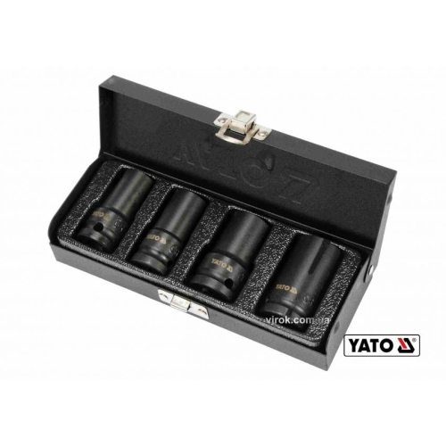 Торцеві головки ударні для зриву гвинтів YATO: квадрат-1/2", L=55 мм; М17, 18.5, 21.5, 26 мм, 4 шт.