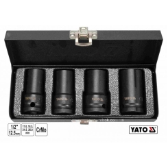 Торцеві головки ударні для зриву гвинтів YATO: квадрат-1/2", L=55 мм; М17, 18.5, 21.5, 26 мм, 4 шт.