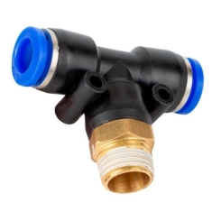 З'єднання цангове для поліуретанових шлангів PU/PR (Т-обр., шланг - шланг - зовніш. різьблення) 10ммX1/8" AIRKRAFT SPB10-01