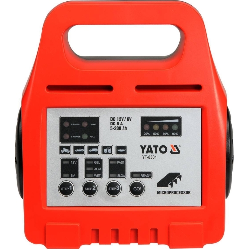 Зарядний прилад YATO 6/12V 8А 5-200Ah, шт