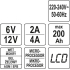 Зарядний прилад мережевий з LCD дисплеєм 230В YATO до акумуляторів 6V-2А 12V-4А, макс. 240 AГод