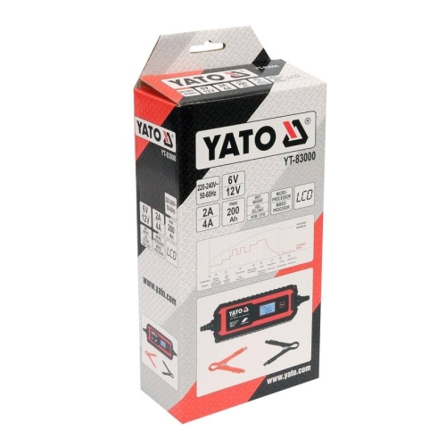 Зарядний прилад мережевий з LCD дисплеєм 230В YATO до акумуляторів 6V-2А 12V-4А, макс. 240 AГод