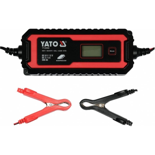 Зарядний прилад мережевий з LCD дисплеєм 230В YATO до акумуляторів 6V-2А 12V-4А, макс. 240 AГод