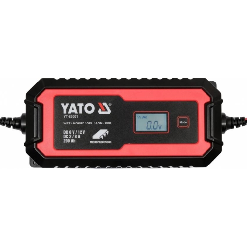 Зарядний прилад мережевий з LCD дисплеєм 230В YATO до акумуляторів 6V-2А 12V-8А, макс. 240 AГод
