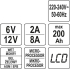 Зарядний прилад мережевий з LCD дисплеєм 230В YATO до акумуляторів 6V-2А 12V-8А, макс. 240 AГод