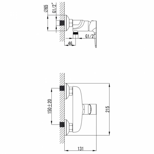 Змішувач GARDA Ø35 для душу CORSO (BC-1D121W) (9605303)