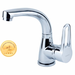 Змішувач HL Ø35 для раковини гусак вигнутий на гайці AQUATICA HL-1A230C (9734000)