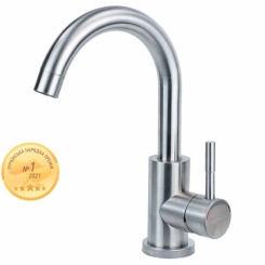 Змішувач KT Ø35 для раковини гусак вигнутий на гайці SS AQUATICA KT-1A270P (9722011)