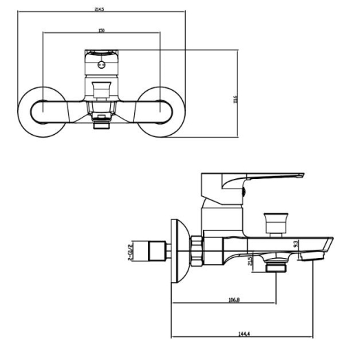 Змішувач LIRI Ø35 для ванної литої CORSO (DF-1C140C) (9632200)