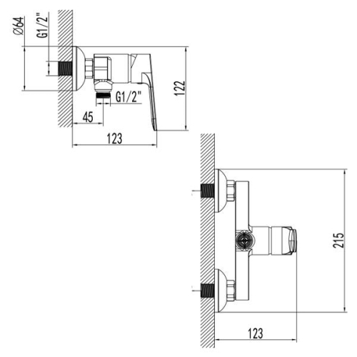 Змішувач MARMORE Ø35 для душу CORSO (DB-1D138C) (9623300)