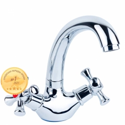 Змішувач PL 1/2" для кухні гуска коротке вухо на гайці AQUATICA (PL-4B355C)