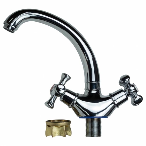Змішувач PL 1/2" для кухні гуска коротке вухо на гайці AQUATICA (PL-4B355C)